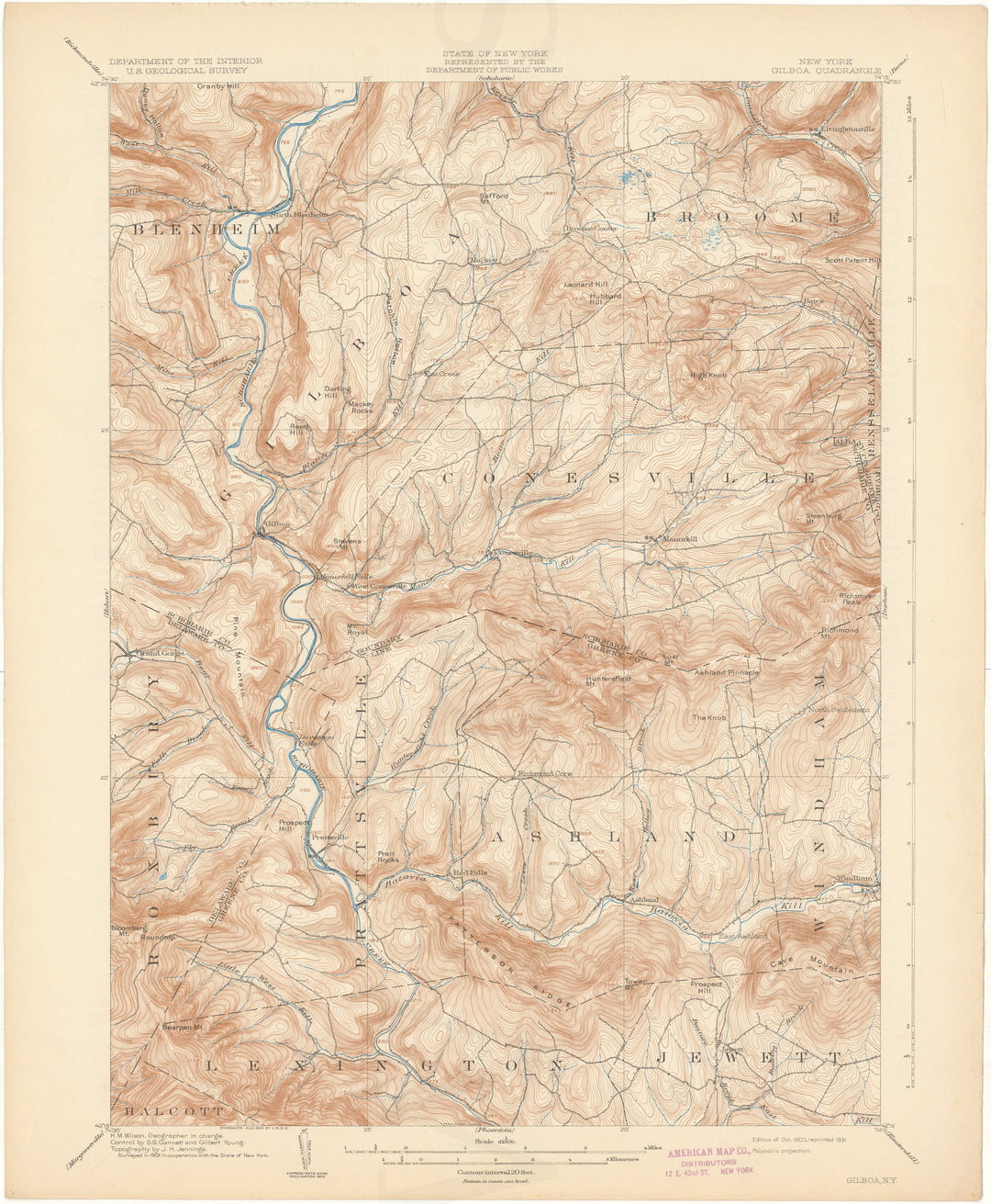USGS New York: Gilboa Sheet 1903 edition 1931 reprint
