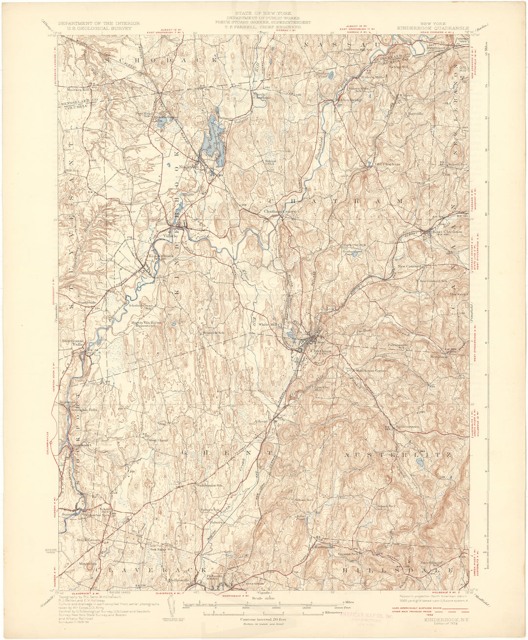 USGS New York: Kinderhook Sheet 1933