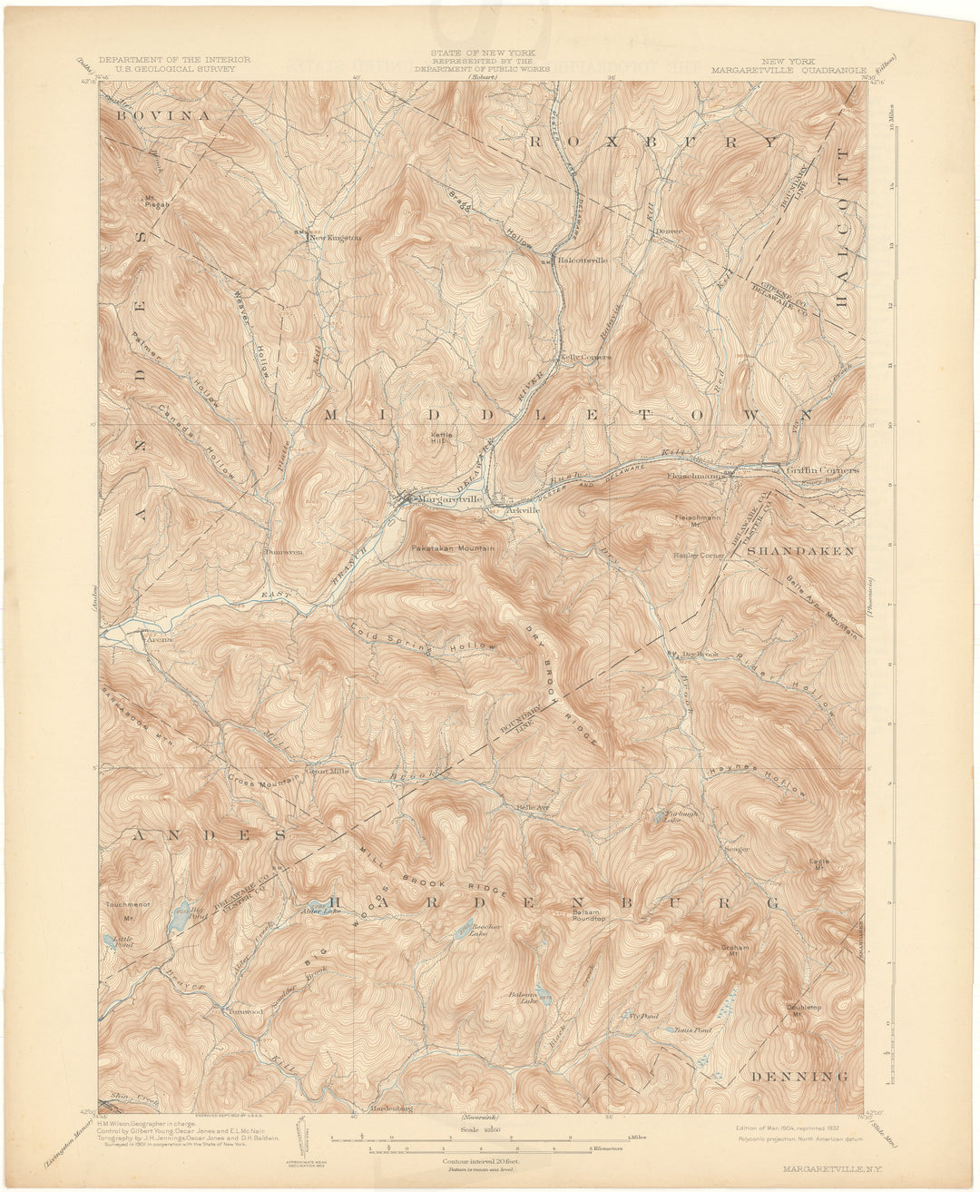 USGS New York: Margaretville Sheet 1904 edition 1932 reprint