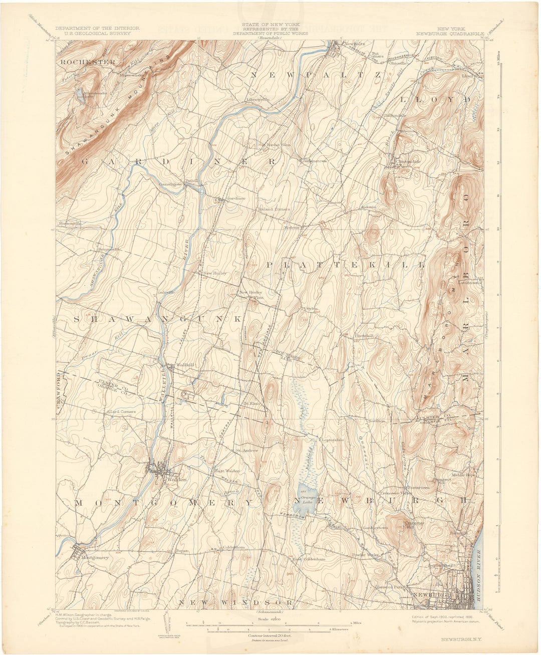 USGS New York: Newburgh Sheet 1903 edition 1936 reprint