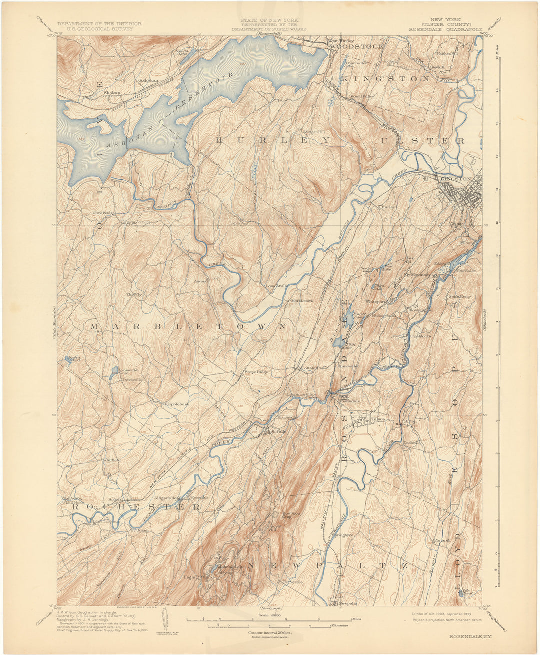 USGS New York: Rosendale Sheet 1903 edition 1933 reprint