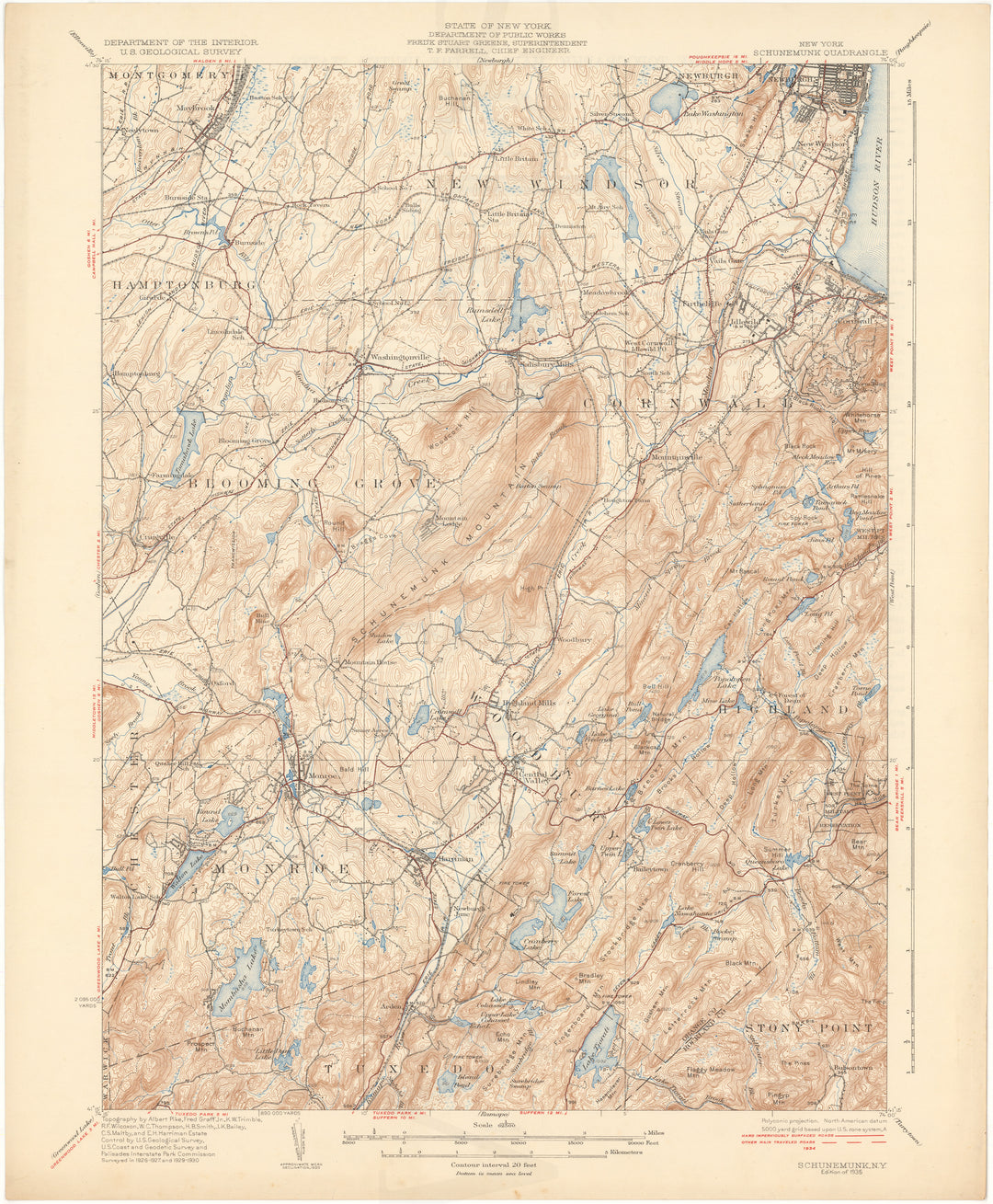 USGS New York: Schunemunk Sheet 1935