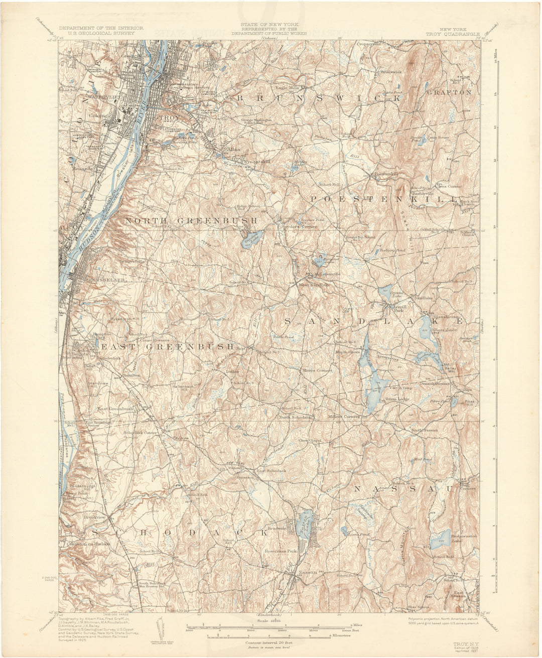 USGS New York: Troy Sheet 1928 edition 1937 reprint