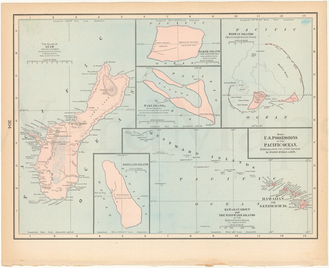 United States Pacific Islands 1903: Hawaii, Guam, Midway Island, Wake Island