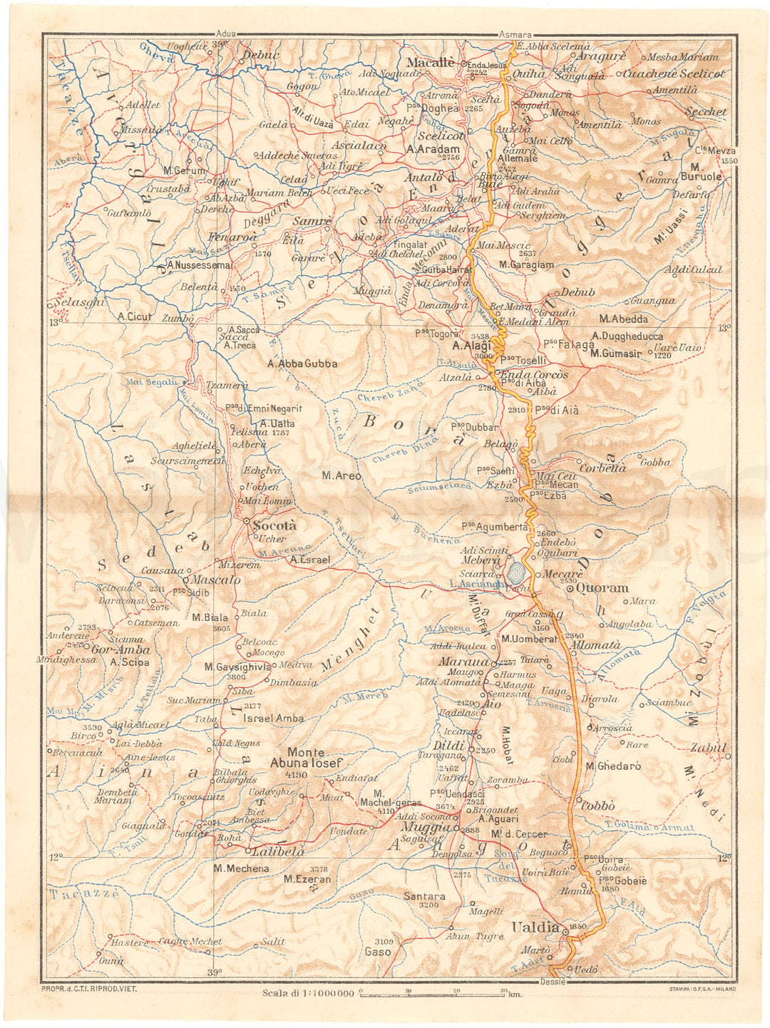 Ethiopia (North Central Part) 1938 (Weldiya-Mekele Region)