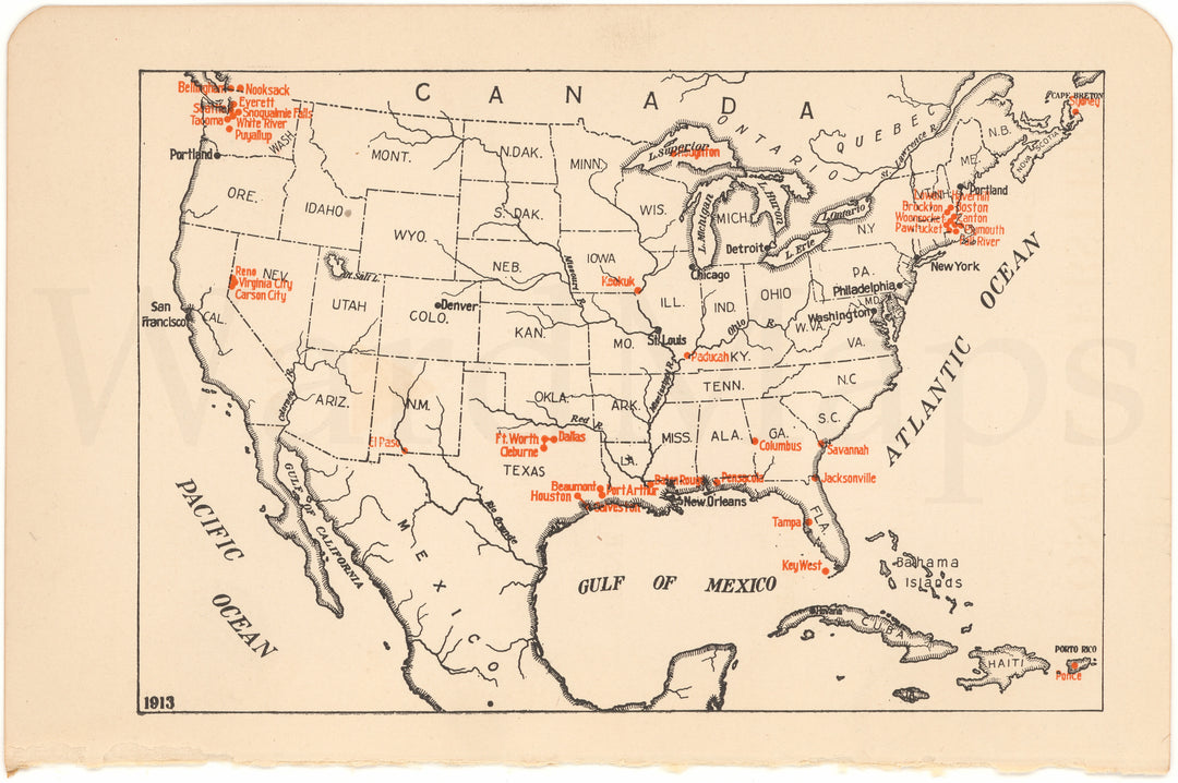 North American Electric Power and Traction Companies 1913: Index Map