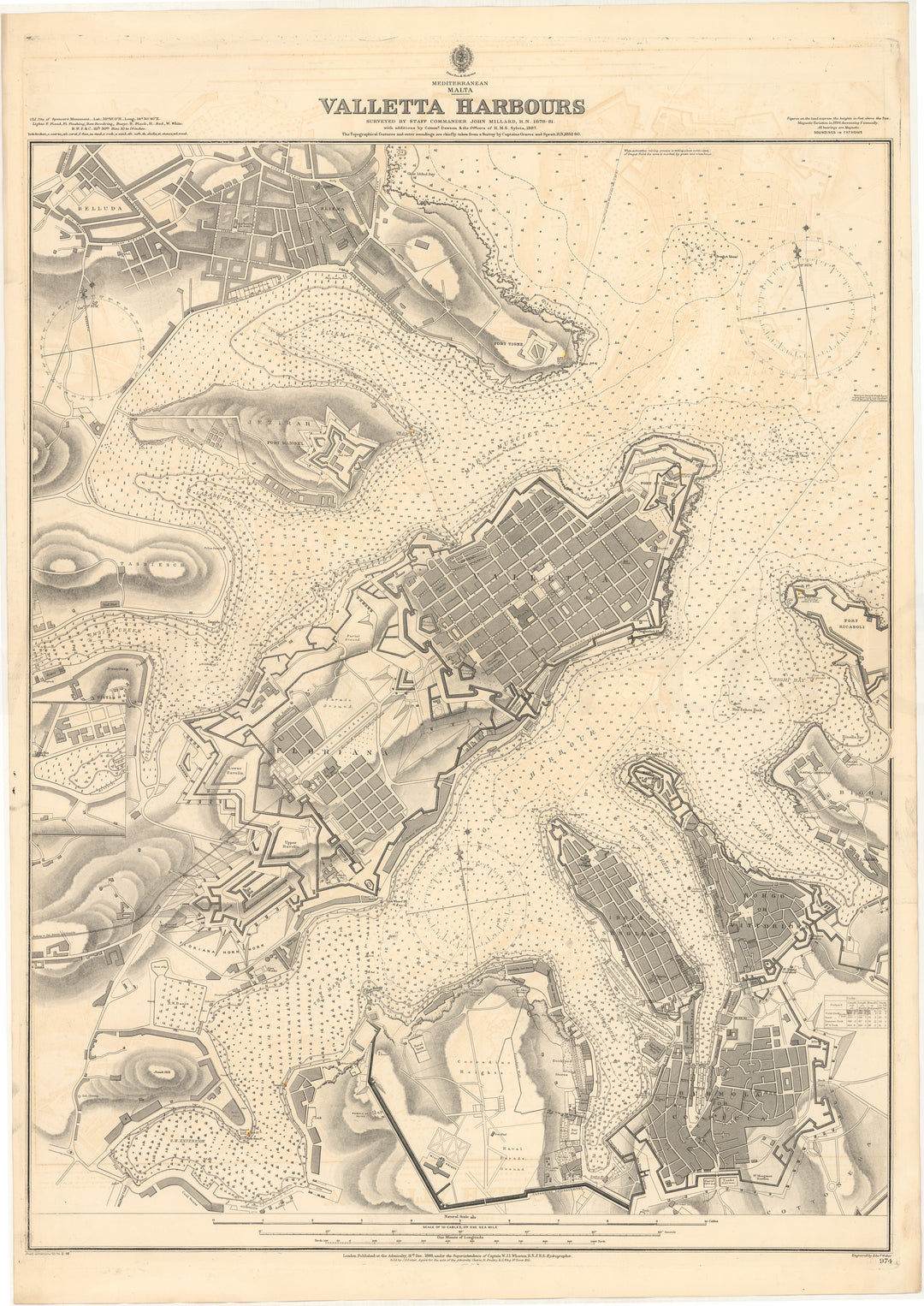 Valletta Harbors, Malta 1888