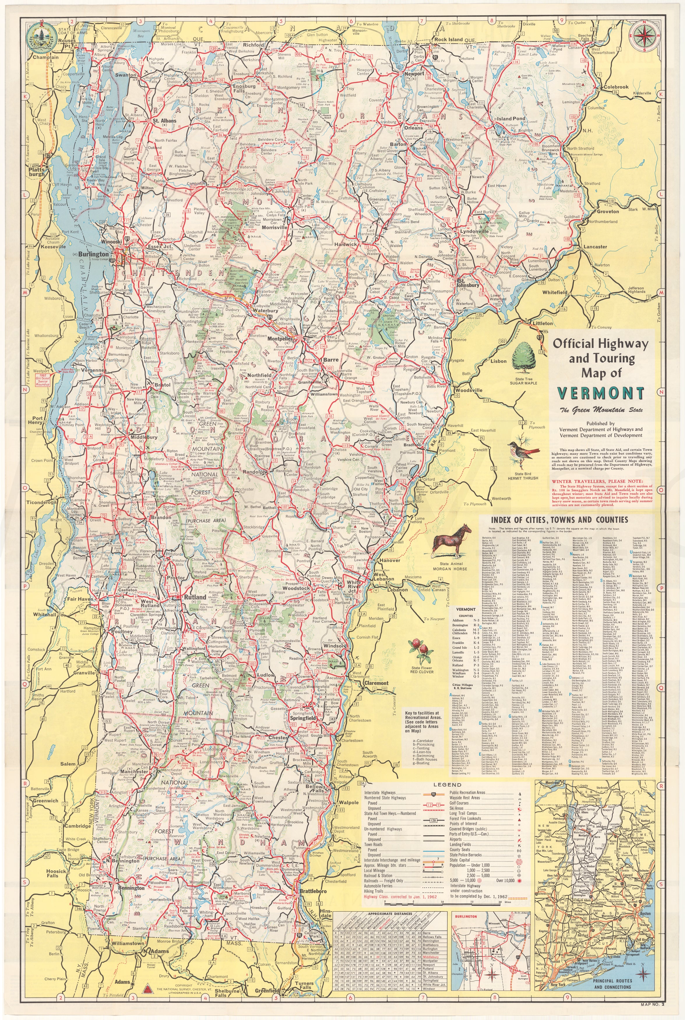 Vermont 1962 (Official Highway and Touring Map) – WardMaps LLC