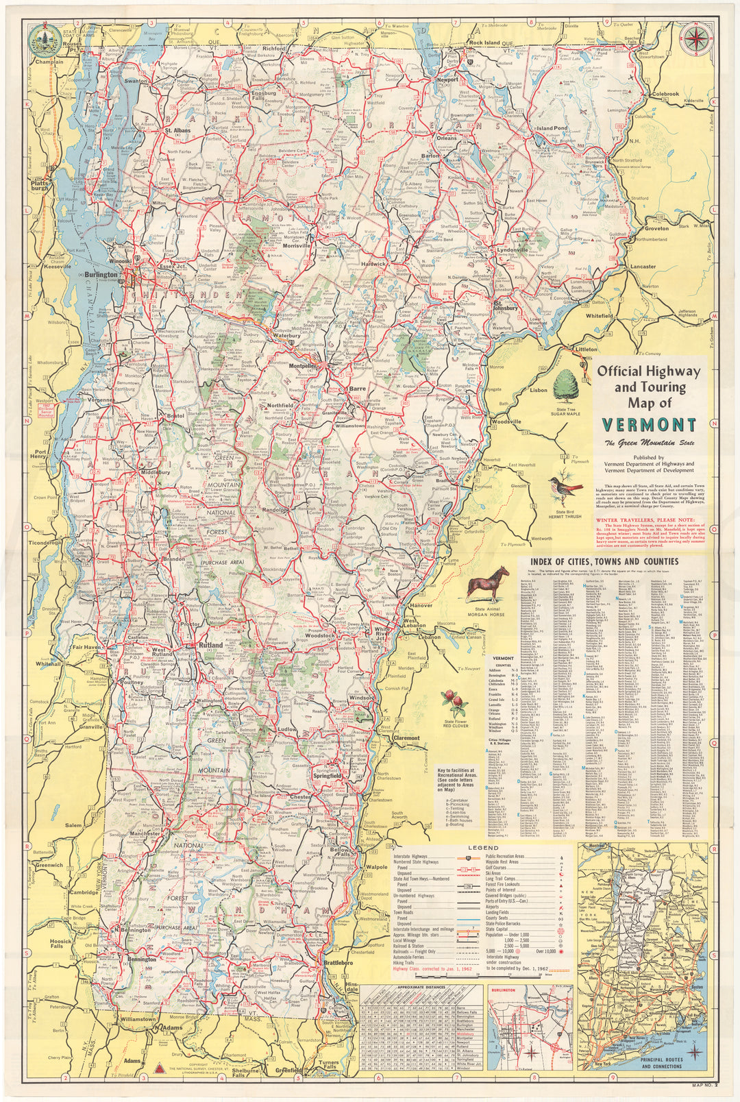 Vermont 1962 (Official Highway and Touring Map) – WardMaps LLC
