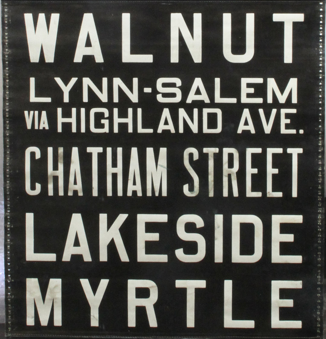 E. Mass. St. Ry. Co. Rollsign Curtain: Lynn, Salem, Lakeside, Myrtle
