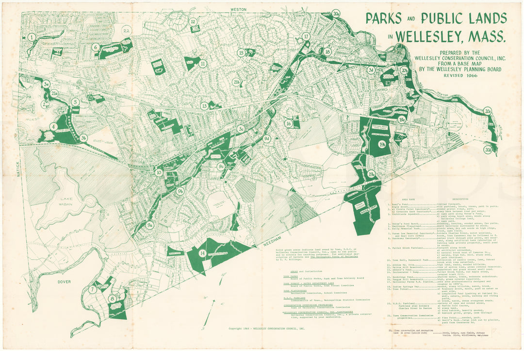 Wellesley, Massachusetts 1966: Parks and Public Lands