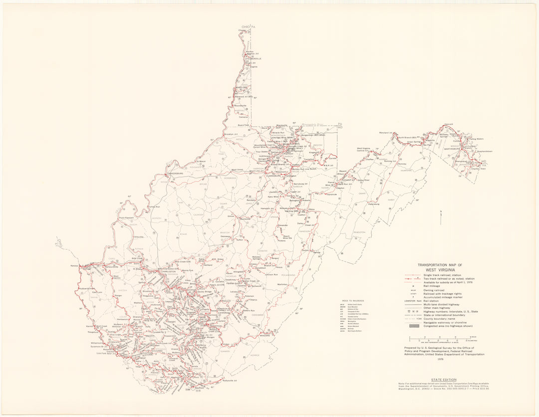 West Virginia Transportation Map 1976: State Edition