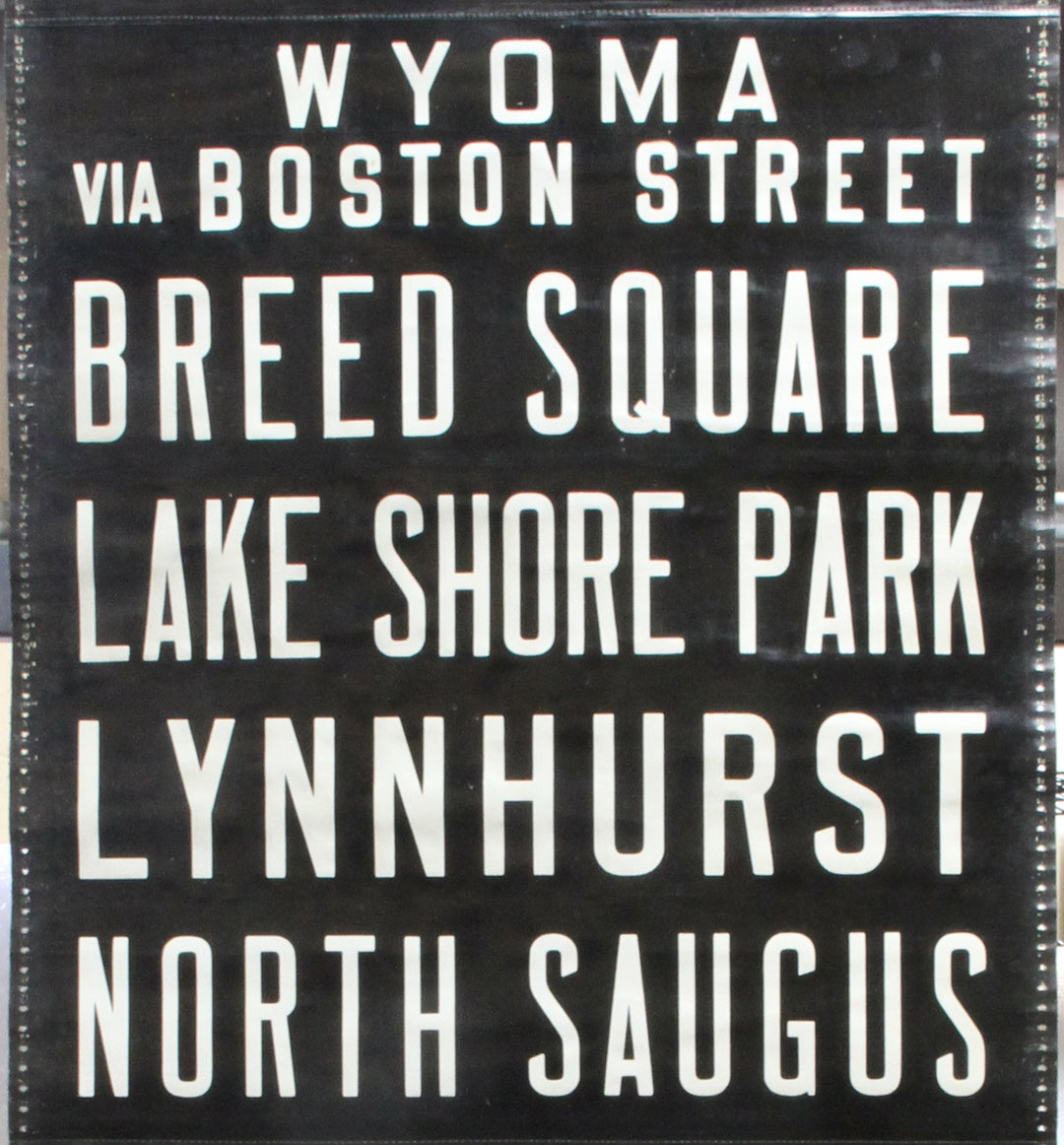 E. Mass. St. Ry. Co. Rollsign Curtain: Wyoma, Lynn, North Saugus
