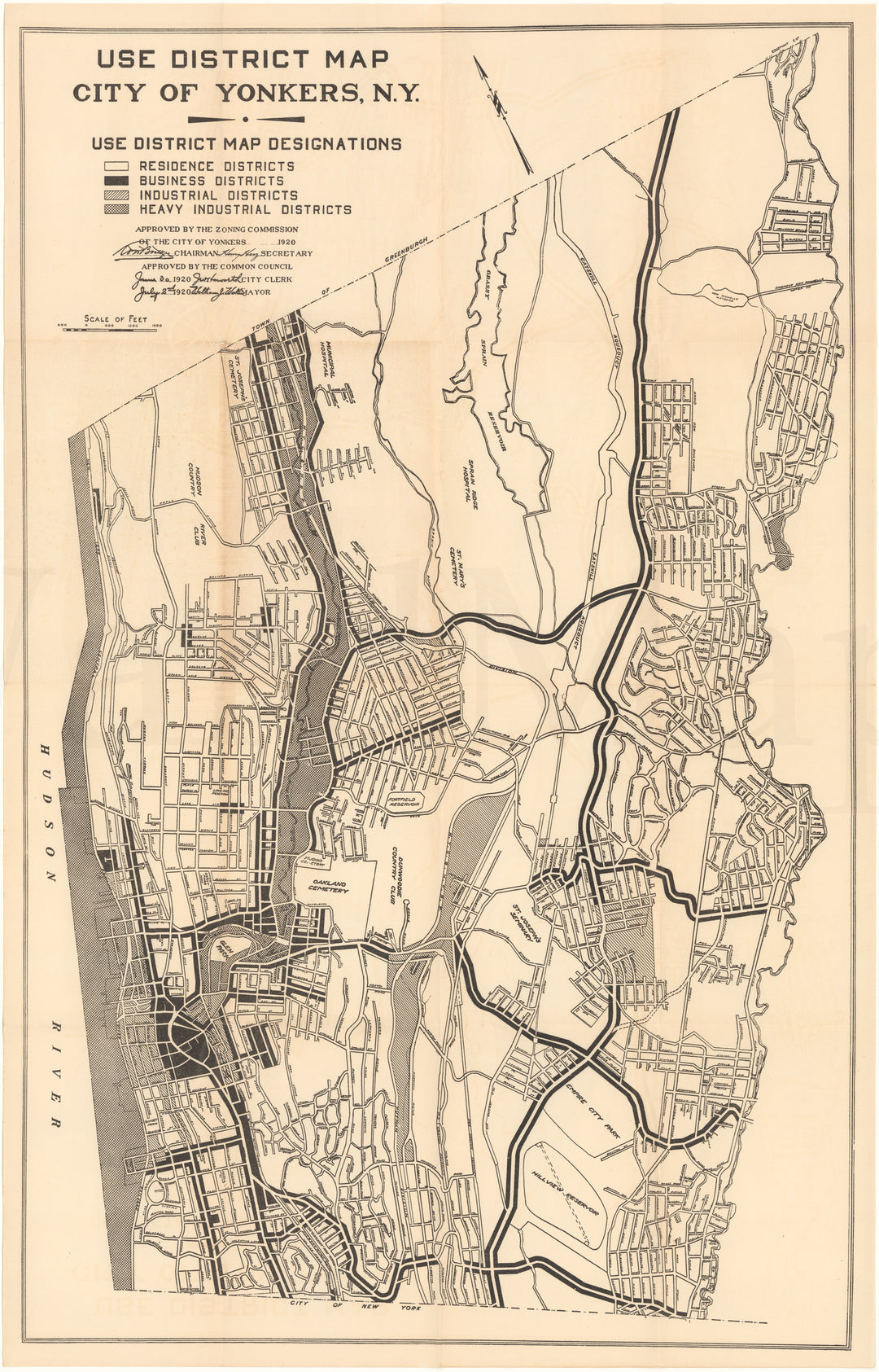 Yonkers, New York 1920: Use Districts