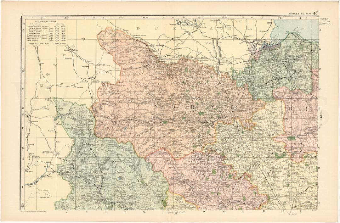Yorkshire County, England 1899 (Northwest Part)