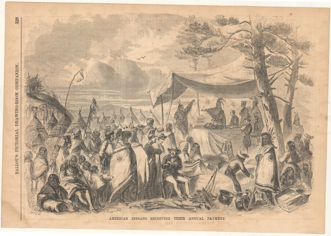 Ballou's Pictorial 1856: American Indians Receiving Their Annual Payment