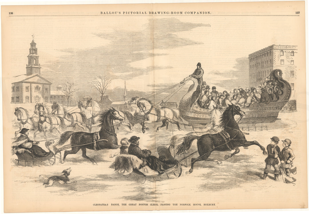 Ballou's Pictorial 1856: Cleopatra's Barge Sleigh, Roxbury, Massachusetts