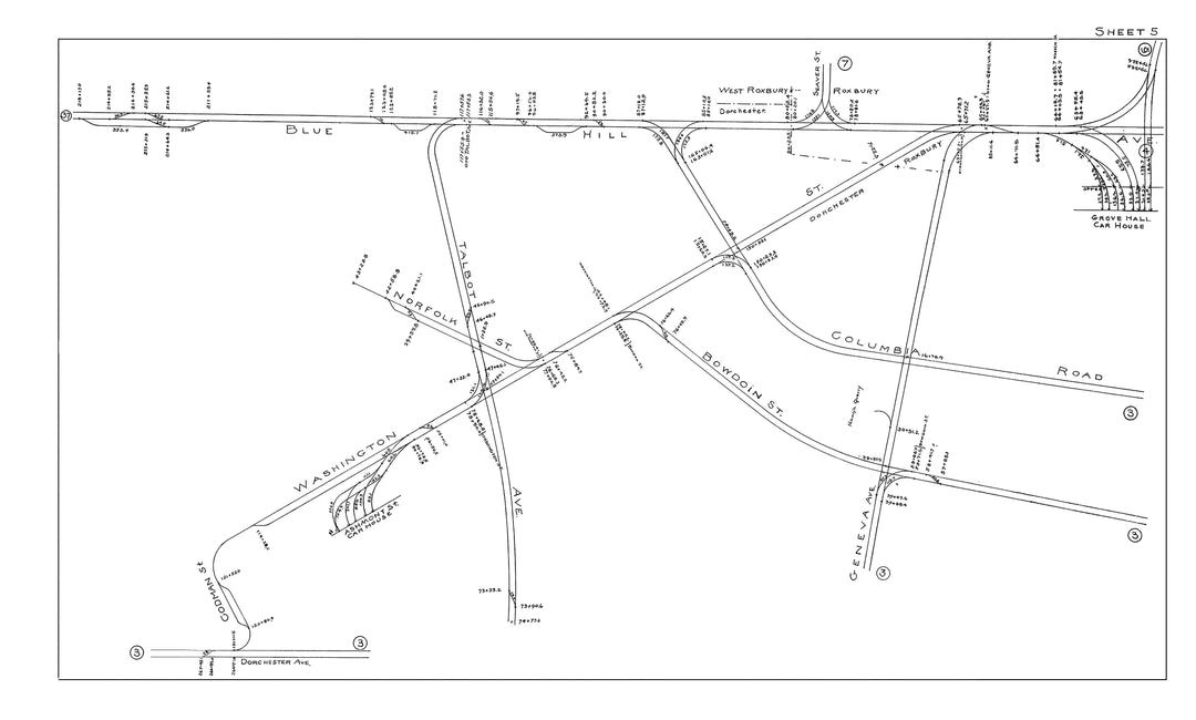 BERy Track Milage Map 1914 Plate 05: Dorchester and Roxbury, Massachusetts