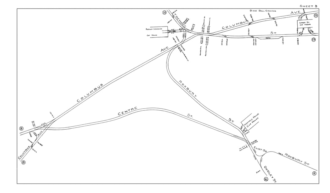 BERy Track Milage Map 1914 Plate 09: Roxbury, Massachusetts