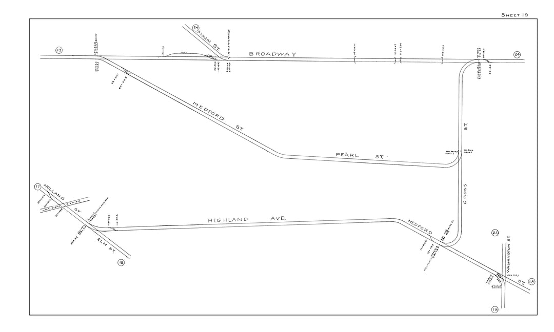 BERy Track Milage Map 1914 Plate 19: Somerville, Massachusetts