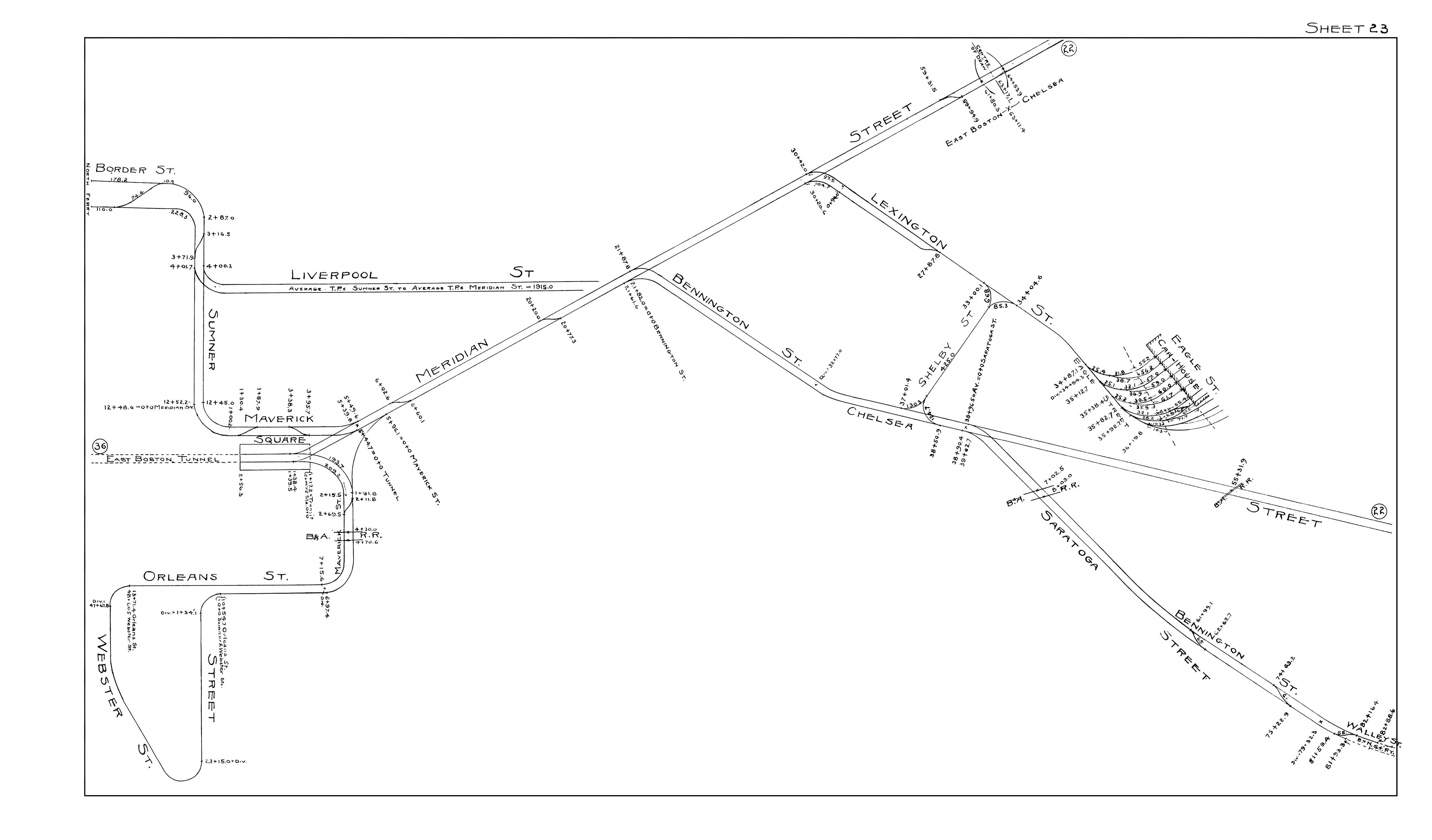 BERy Track Milage Map 1914 Plate 23: East Boston, Massachusetts ...