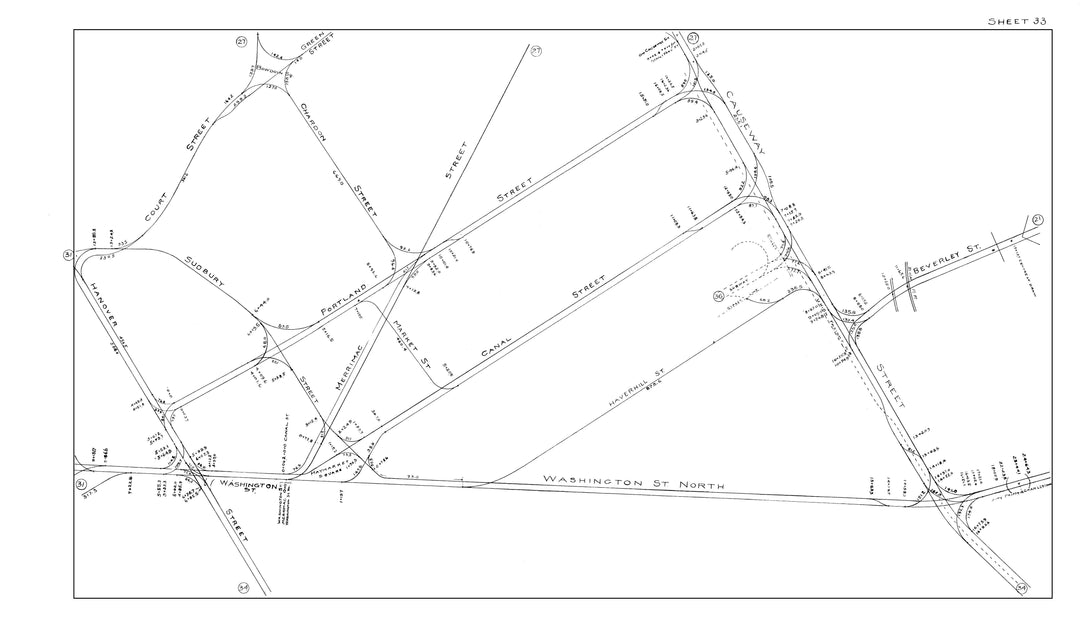 BERy Track Milage Map 1914 Plate 33: Boston, Massachusetts