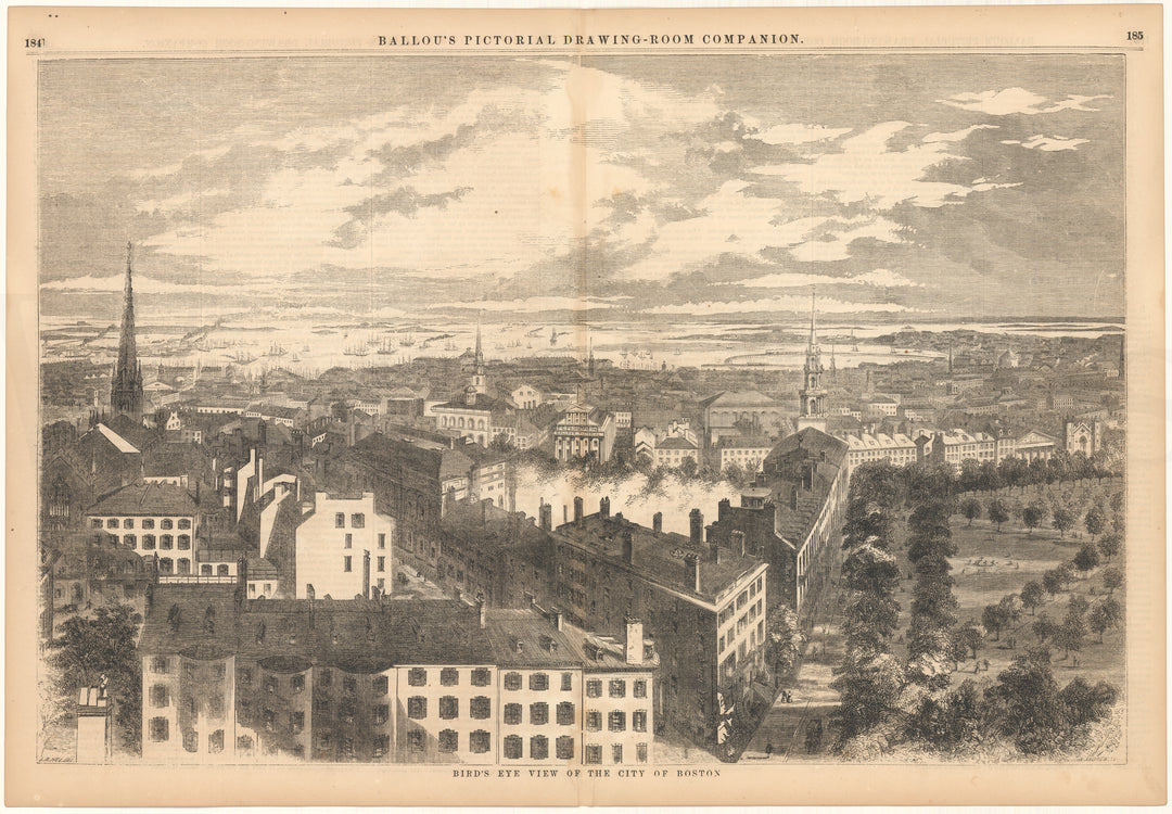 Ballou's Pictorial 1856: Bird's Eye View, Boston, Massachusetts