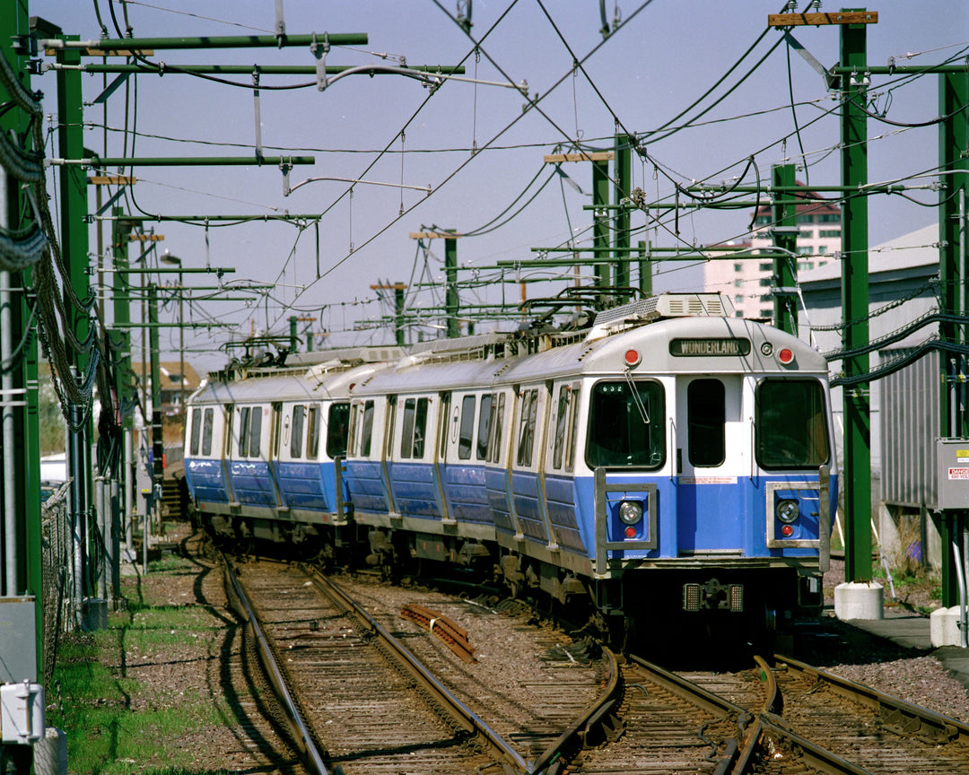 MBTA Blue Line Hawker-Siddeley Cars at Wonderland, Revere, Massachusetts
