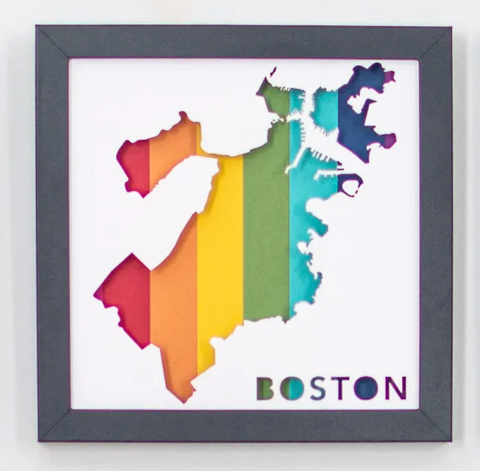 Boston, Massachusetts Framed 3D City Art