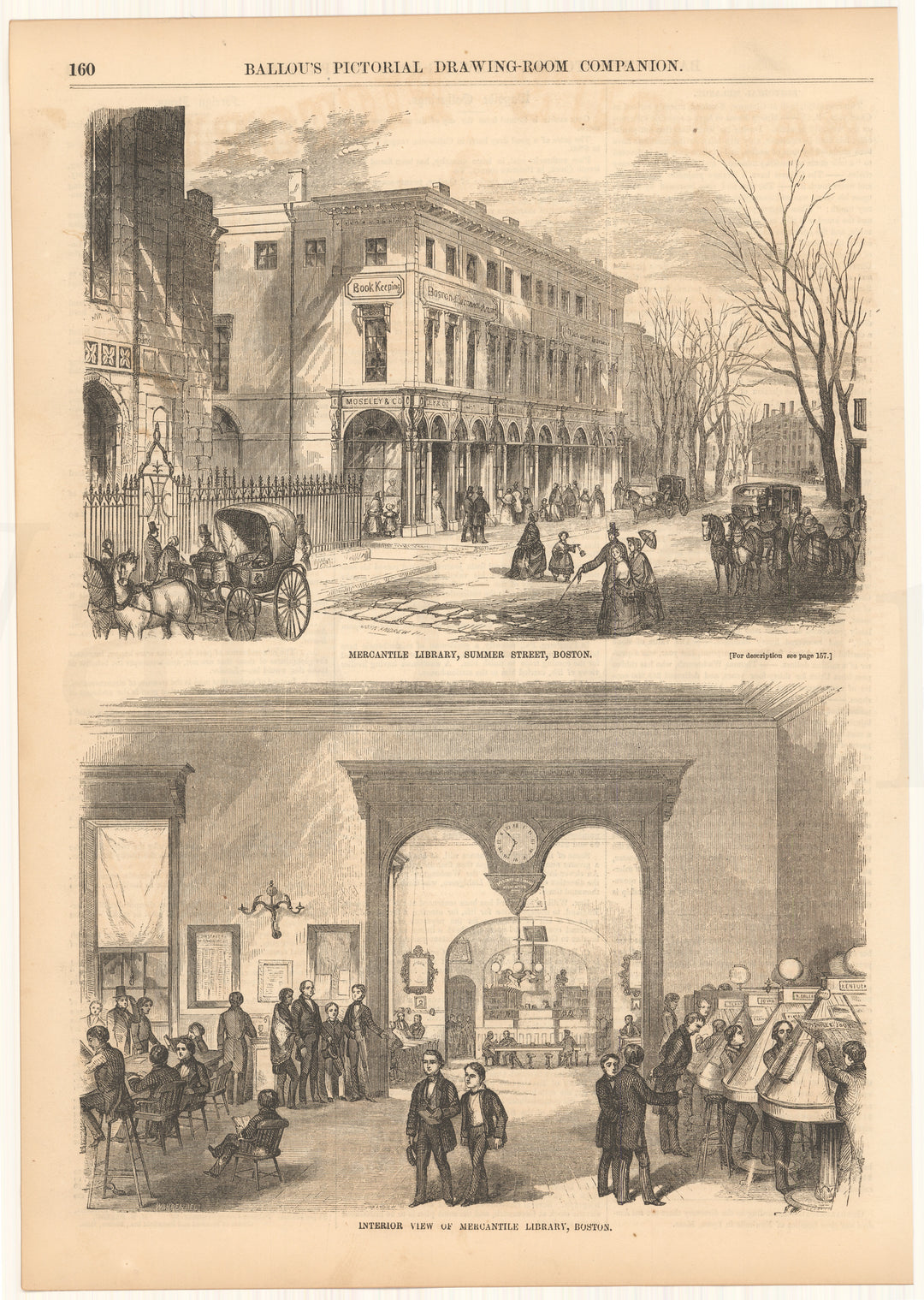 Ballou's Pictorial 1856: Mercantile Library, Boston, Massachusetts