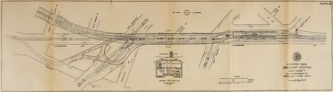 BTC Report 22 1916 Plate 16: Broadway Station and Tunnel, South Boston, Massachusetts