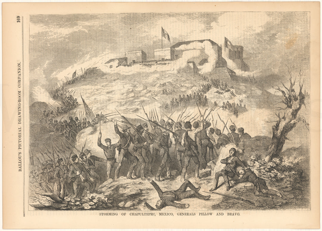 Ballou's Pictorial 1856: Storming of Chapultepec, Mexico