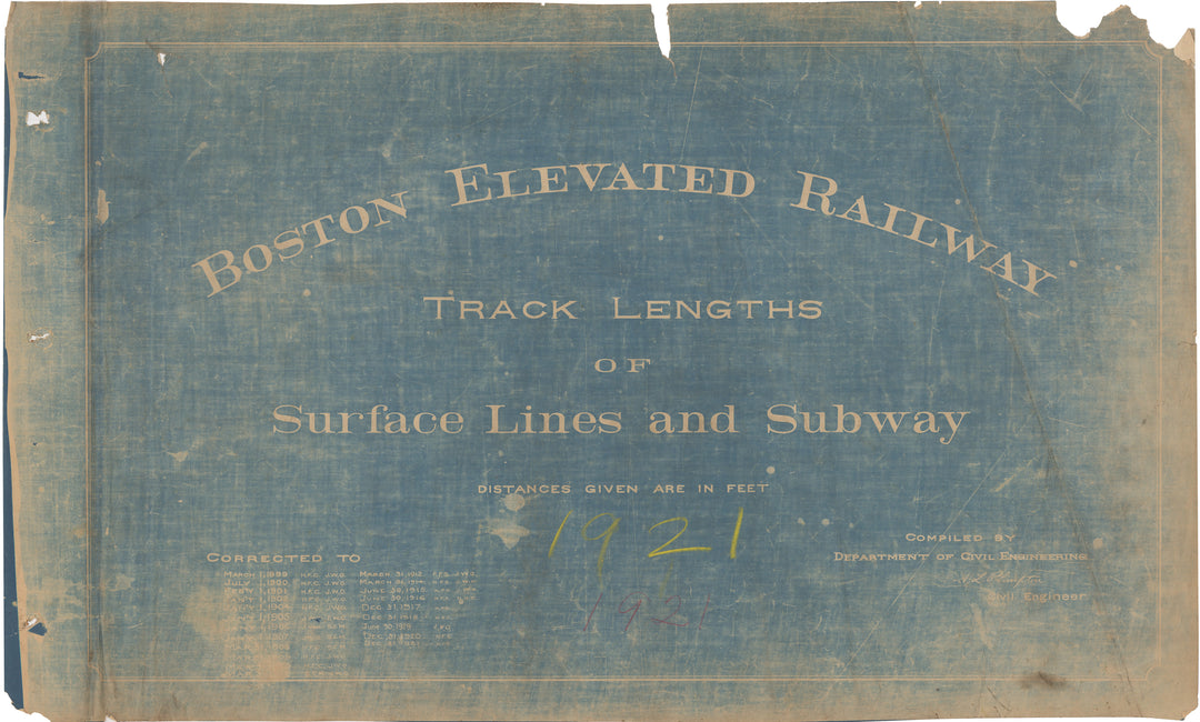 BERy Track Milage Map 1921 Title Page