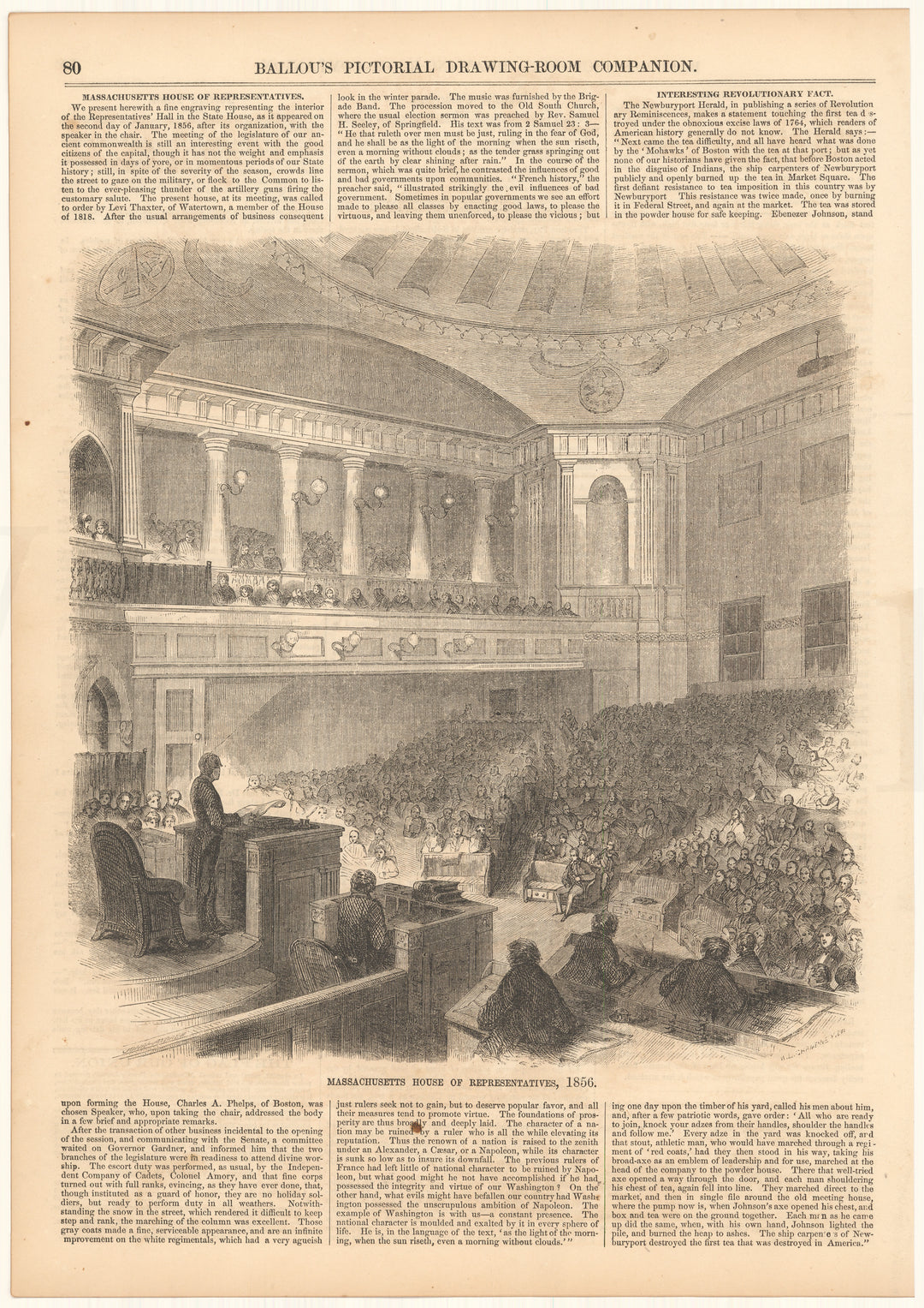 Ballou's Pictorial 1856: House of Representatives, Boston, Massachusetts