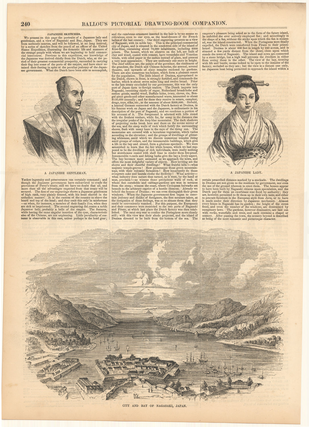 Ballou's Pictorial 1856: Nagasaki, Japan
