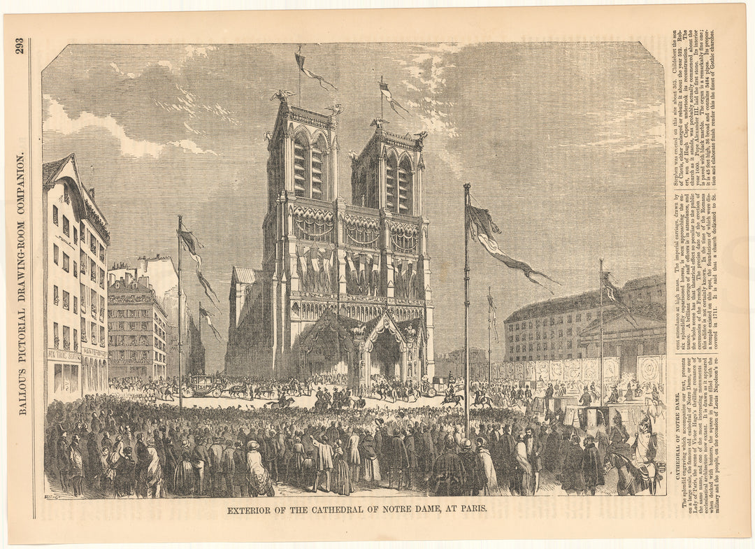 Ballou's Pictorial 1856: Notre-Dame Cathedral, Paris, France