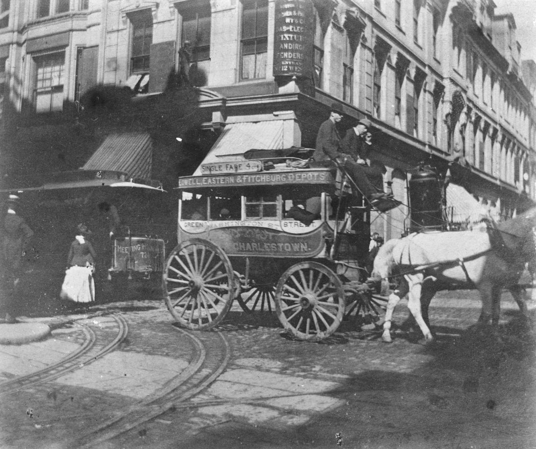 Omnibus in Downtown Boston, Massachusetts Circa 1860s-70s