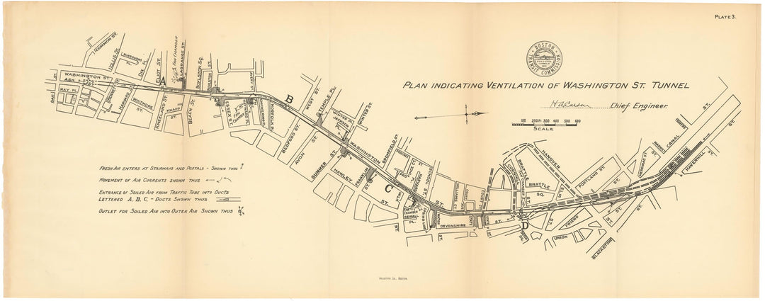 BTC Report 12 1906 Plate 03: Washington Street Tunnel Ventilation Plan
