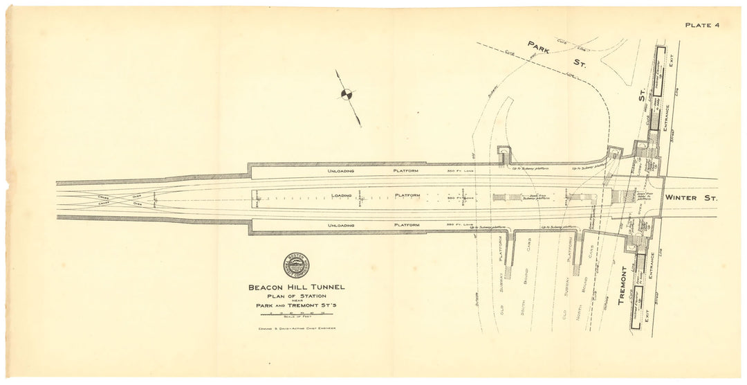 BTC Report 16 1910 Plate 04: Plan of Park Street Under Station, Boston, Massachusetts