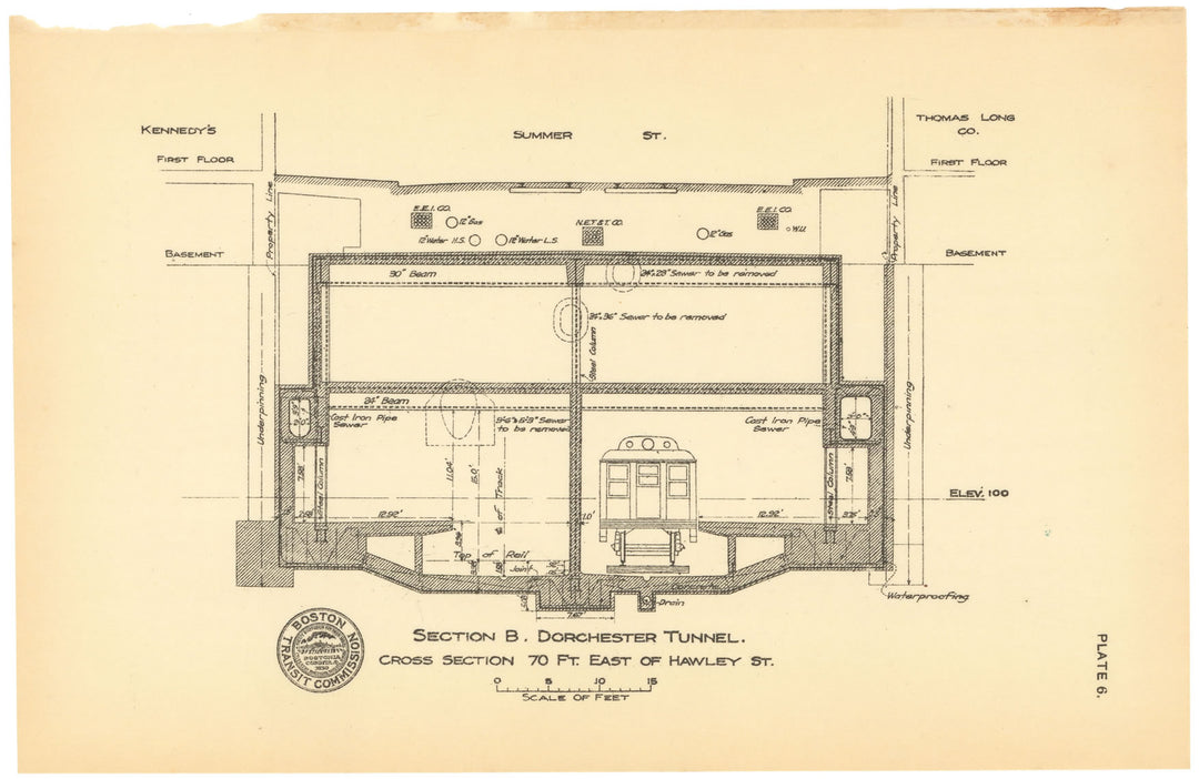 BTC Report 19 1913 Plate 06: Washington Station Cross Section