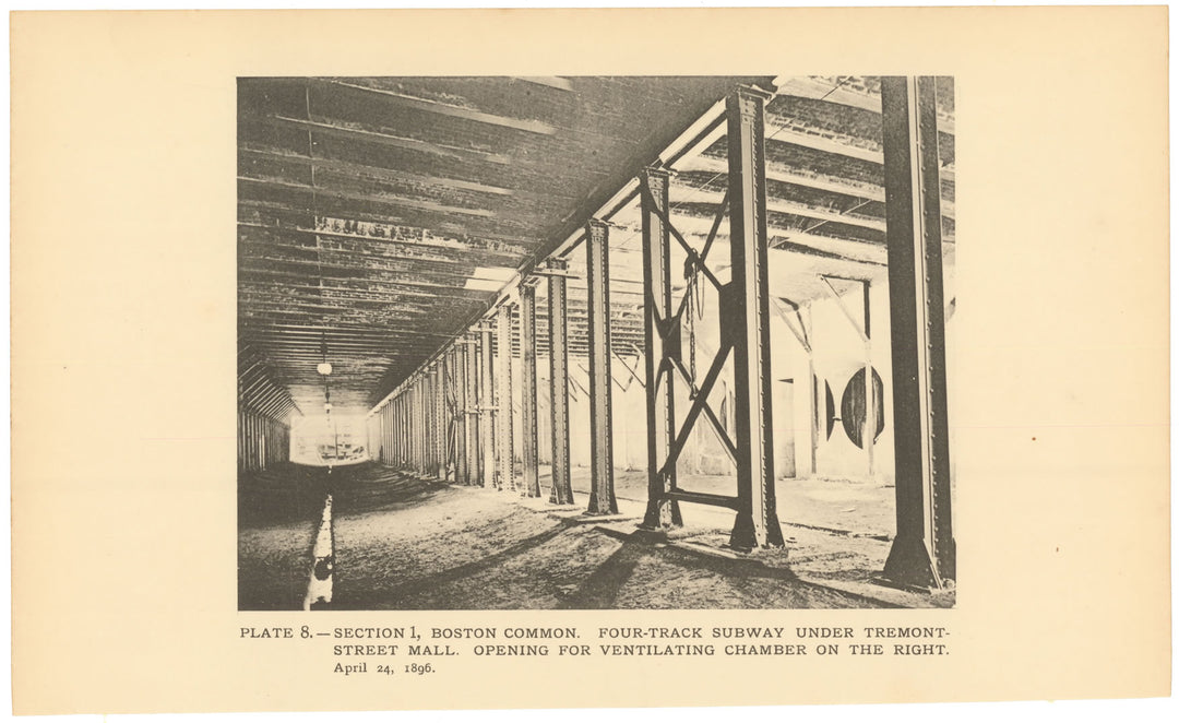 BTC Report 02 1896 Plate 08: Four Track Subway Beneath Tremont Street Mall, Boston, Massachusetts