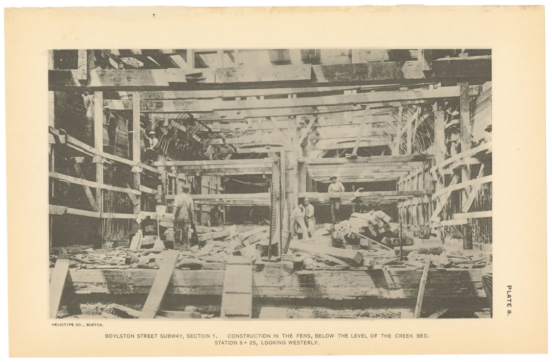 BTC Report 19 1913 Plate 08: Boylston Street Subway, Construction in Fens