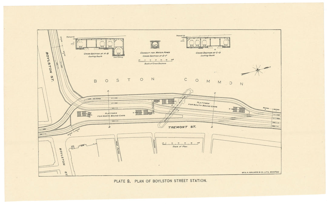 BTC Report 02 1896 Plate 09: Boylston Street Station Plan, Boston, Massachusetts