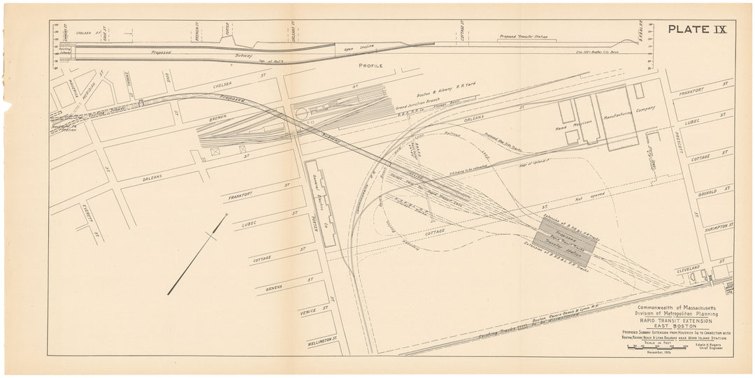 MDMP Report 1926 Plate 09: Rapid Transit Extension, East Boston, Massachusetts