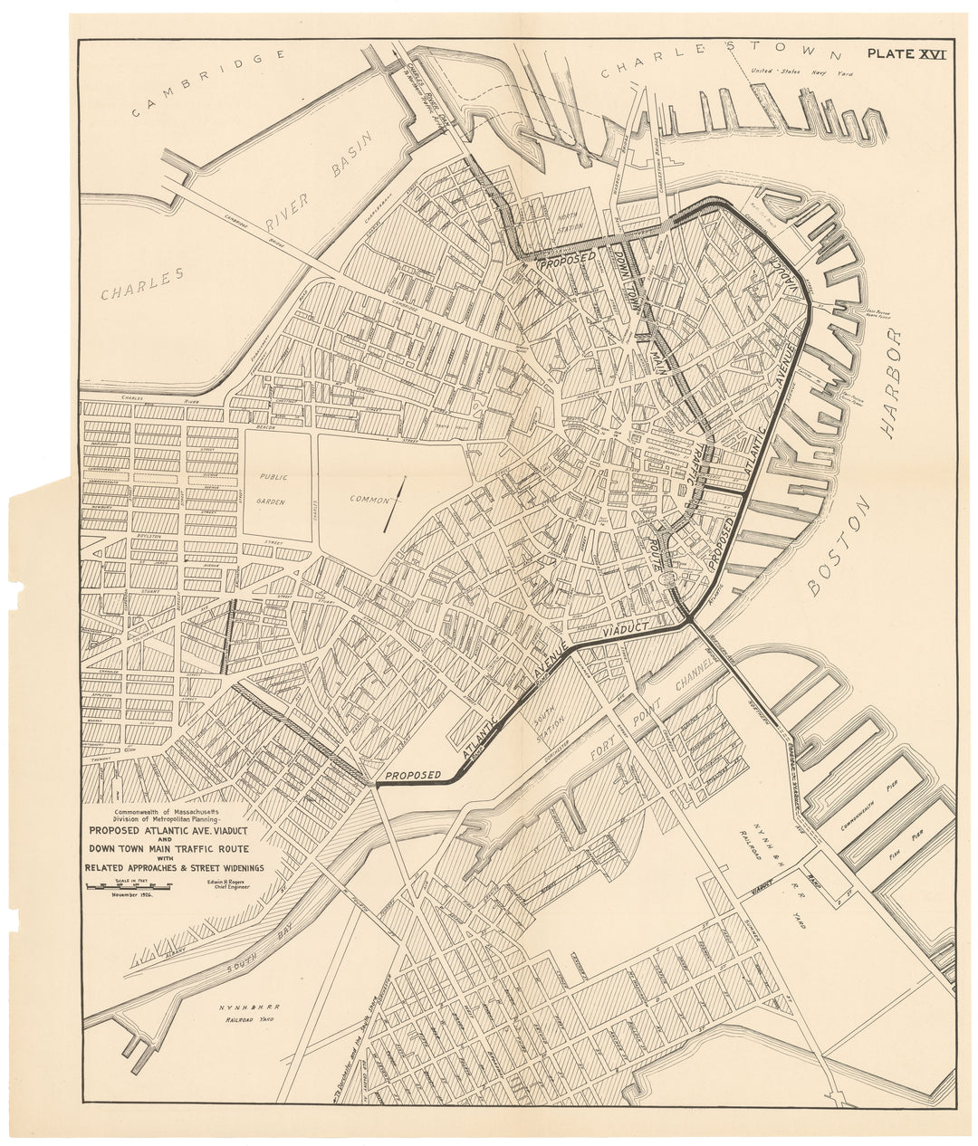 MDMP Report 1926 Plate 16: Proposed Atlantic Avenue Viaduct, Boston, Massachusetts