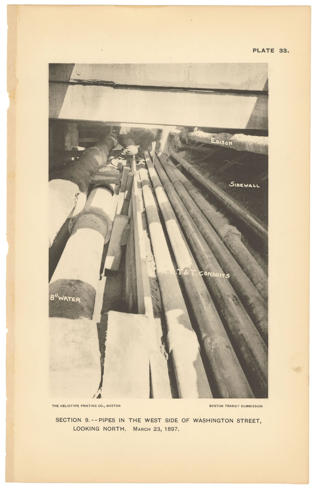 BTC Report 03 1897 Plate 33: Pipes in Washington Street, Boston, Massachusetts