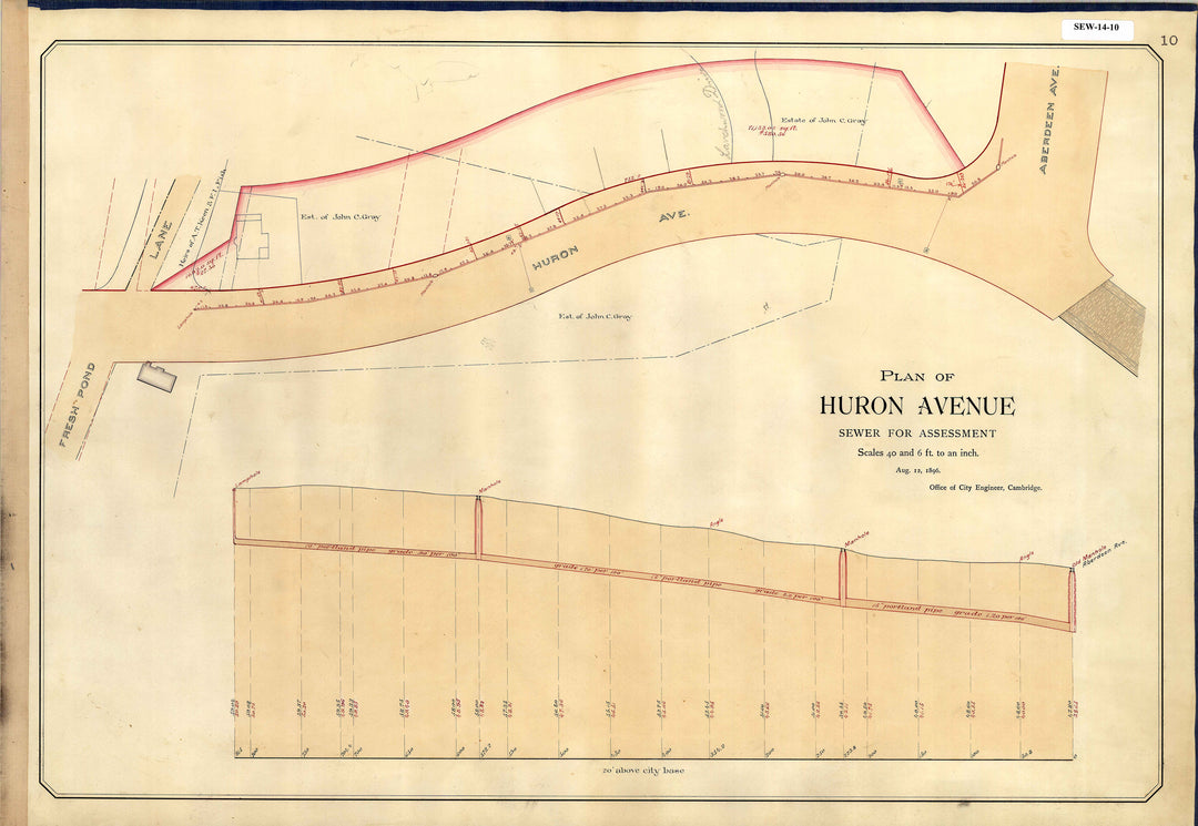 Cambridge, Massachusetts Sewers 14-10: Huron Ave Aug. 12, 1896