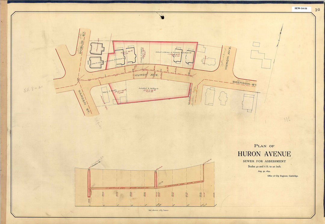 Cambridge, Massachusetts Sewers 14-16: Huron Ave Aug. 30, 1894