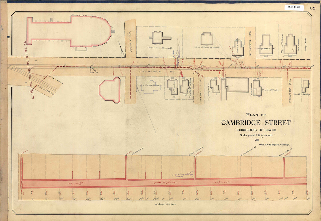 Cambridge, Massachusetts Sewers 14-32: Cambridge Street 1888