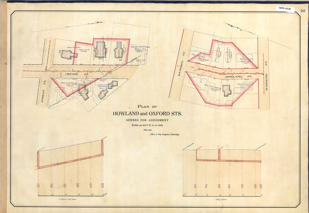 Cambridge, Massachusetts Sewers 14-36: Howland and Oxford Streets 1889-1890